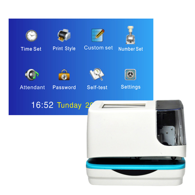 Beyaz Dijital Zaman Kaydedici Dokunmatik Ekran 5 Satır Elektronik Tarih Saat Damgası Makinesi