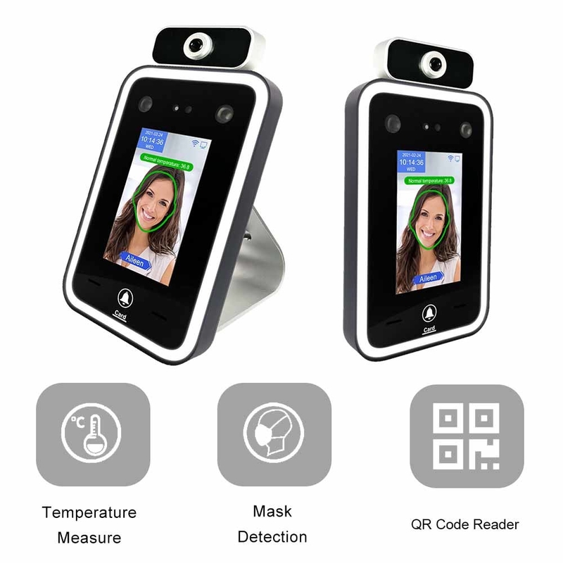 QR Kod Tarayıcı Sıcaklık Sensörü Güvenlik Yüz Tanıma Kamerası Kablosuz Bulut Yüz Erişim Kontrolü