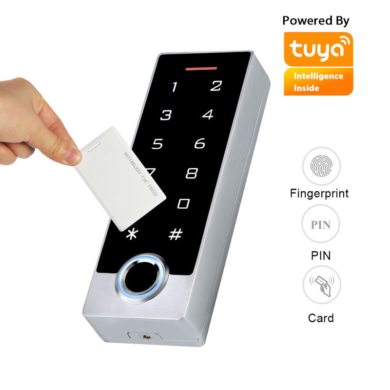 Tuya App Biyometrik Parmak İzi Kapı Erişim Kontrolü RFID Kartı Su Geçirmez IP68 Dokunmatik Tuş Takımı