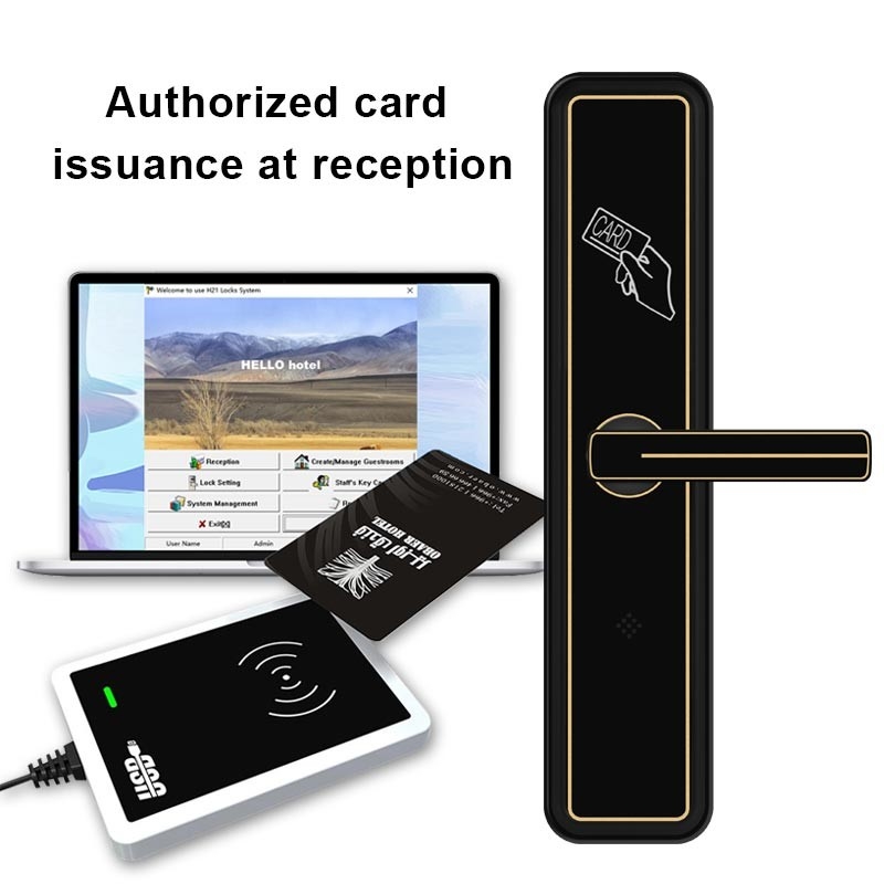 Otel Akıllı RFID Kart Kaydırma Kapı Kilidi T5557 / M1 Kart Anahtar Kilit Sistemi