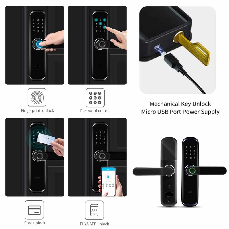 Biyometrik Parmak İzi Tuş Takımı Anahtarsız Kapı Kilidi Akıllı Ev Tuya APP Wifi