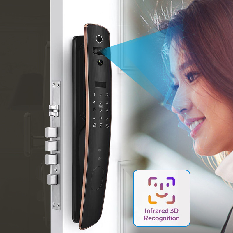 3D Yüz Dijital Tuya Akıllı Kilit RFID Parmak İzi Erişim Kontrolü Alüminyum Alaşımlı