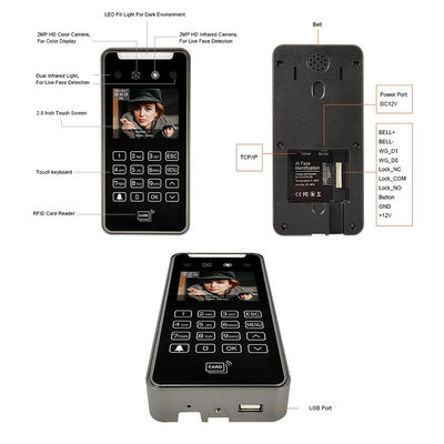 2.8" Yüz Tanıma Erişim Kontrol Sistemi Gerçek Zamanlı İzleme