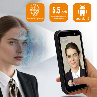 5.5 İnç Dokunmatik Ekran 、 0.3s Hızlı Yüz Tanıma Zaman Kayıt Terminali - Mobil Devamlılık için 5000 Yüz Kapasitesi