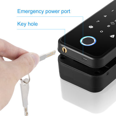 Alüminyum ABS Tuya Akıllı Kilit Yüz Tanıma Parmak İzi Çerçevesiz Cam Kapı Kilidi